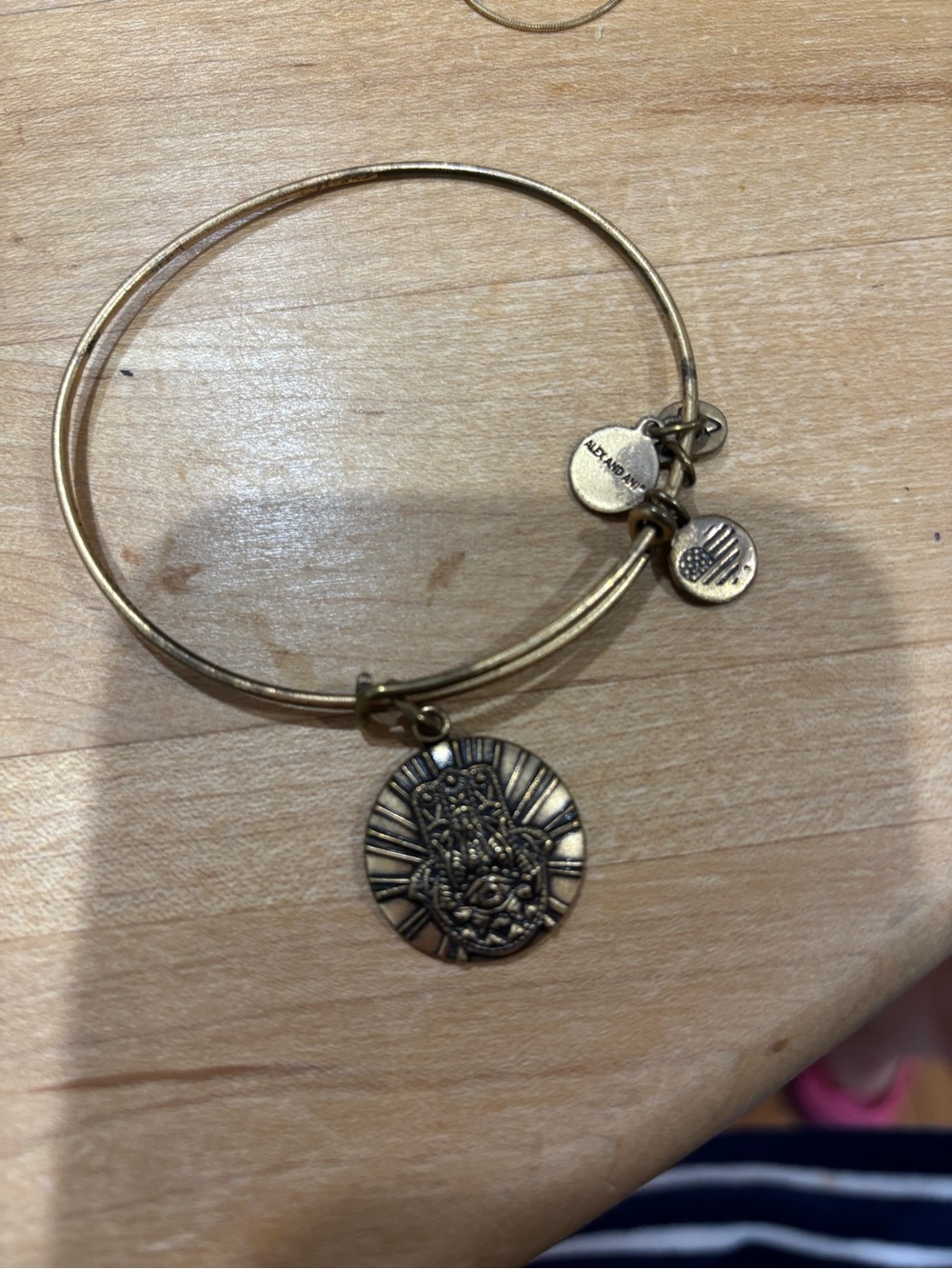 Alex and Ani Antique Gold Hand of Patima Medallion Bangle Bracelet